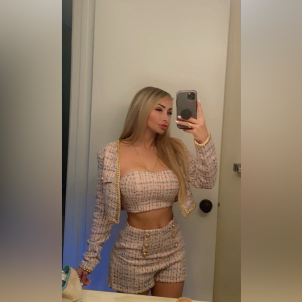Chic Tweed Crop Top and Shorts Set